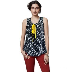 Cleo Navy Blue Polka Dot And Bow Tank Top Size M